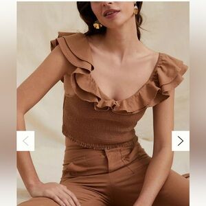 Maeve Brown Ruffle Top